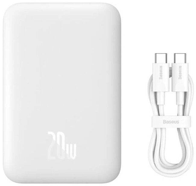 Внешний магнитный аккумулятор повербанк Baseus 6000 мАч 20 Вт с кабелем Type-c на Type-c Внешний магнитный аккумулятор повербанк Baseus 6000 мАч 20 Вт с кабелем Type-c на Type-c